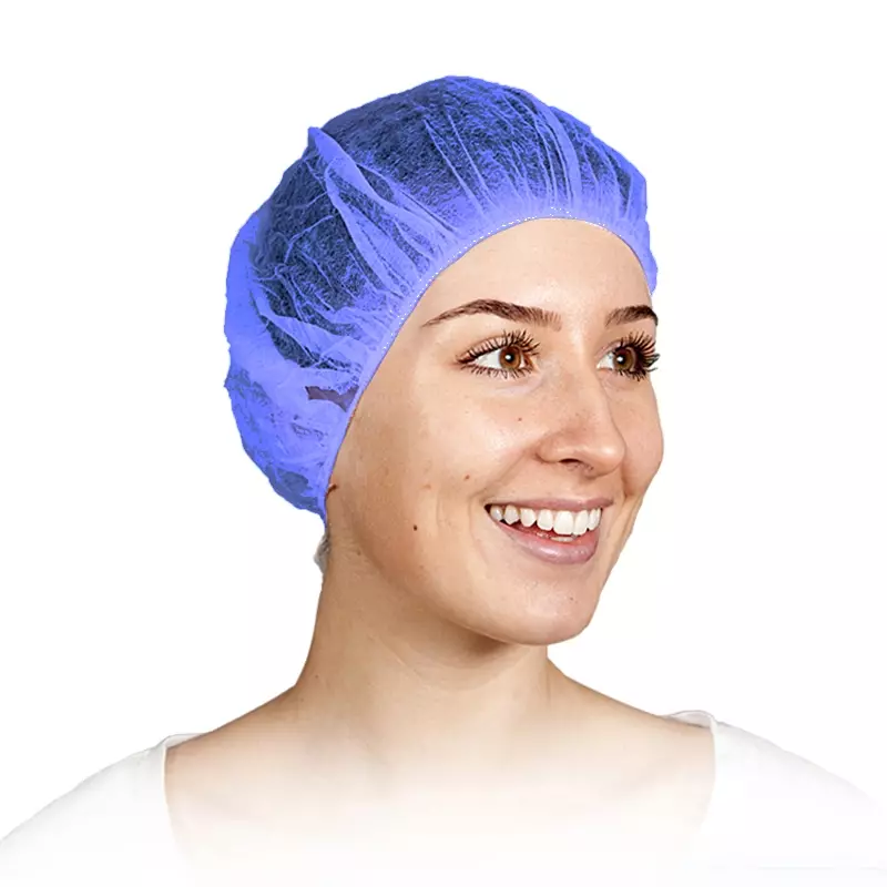 Filet à cheveux jetable Hycare, bonnet rond 61 cm en polypropylène non tissé bleu
