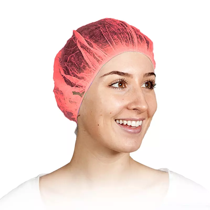 Hycare disposable haarnet roundcap 53 cm non-woven polypropyleen rood
