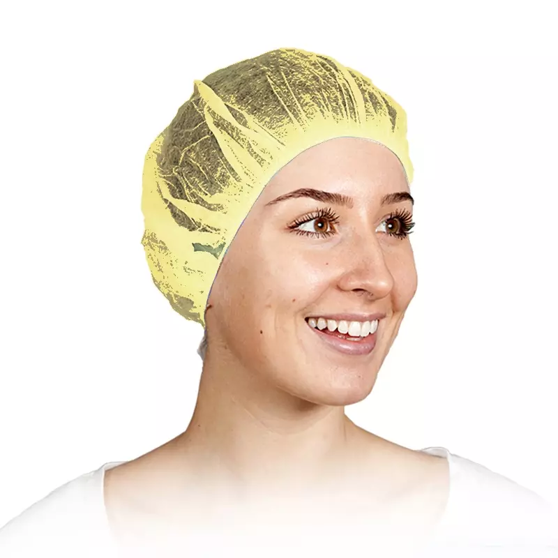 Hycare disposable haarnet roundcap 53 cm non-woven polypropyleen geel