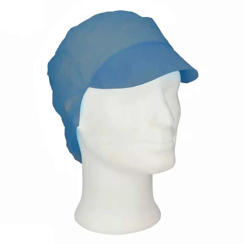 Disposable hairnet snood with visor non-woven polypropylene dark blue size L