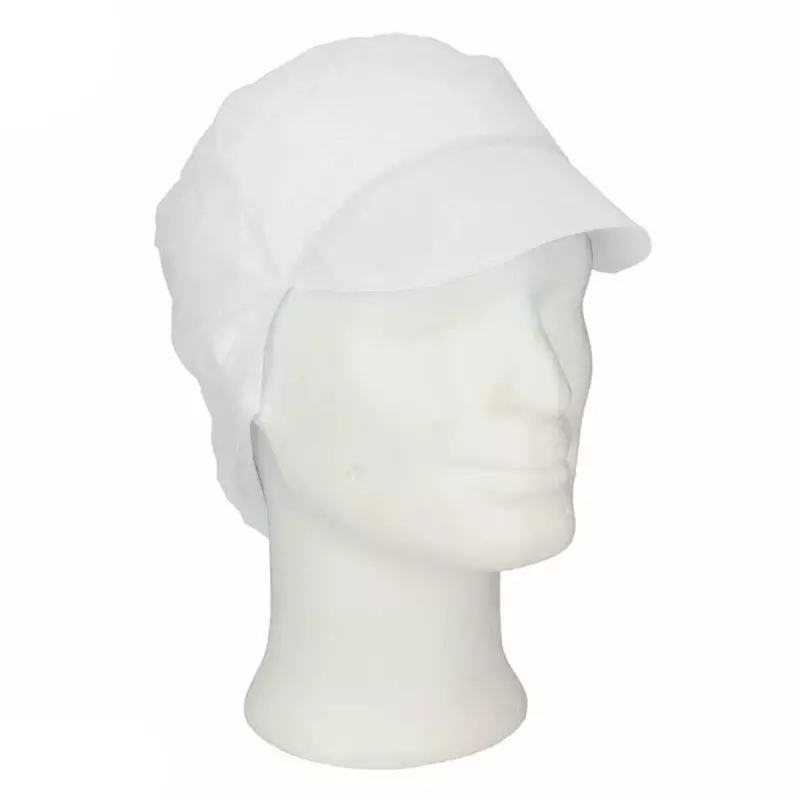 Disposable hairnet snood with flap non-woven polypropylene white size L