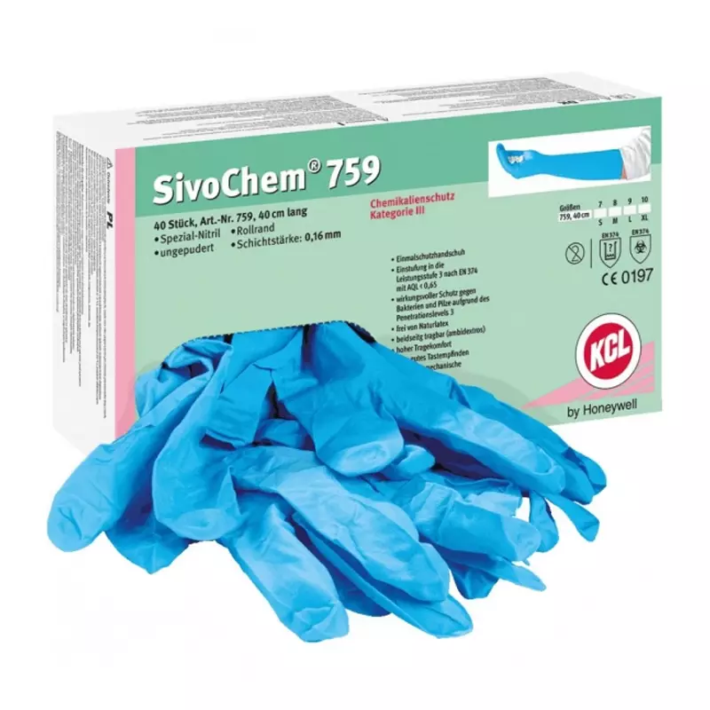 Gant jetable en nitrile KCL SivoChem 759 résistant aux produits chimiques, taille 10