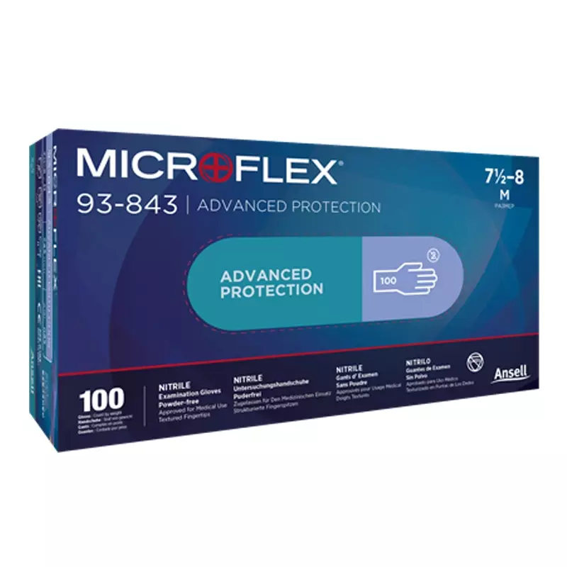 Ansell Microflex 93-843 disposable handschoen nitril chemiebestendig maat 5,5-6