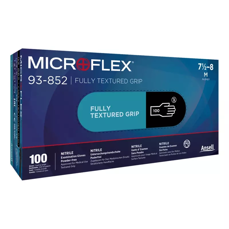 Ansell Microflex 93-852 black nitrile glove size 8.5-9
