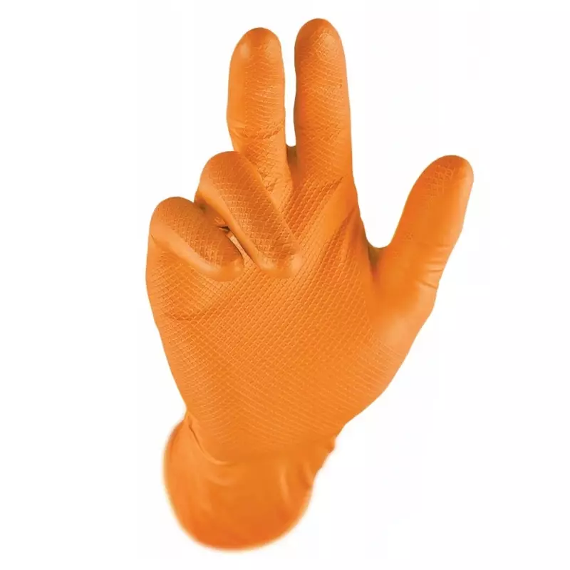 Gant jetable en nitrile Grippaz 246OR résistant aux produits chimiques, 240 mm, orange, taille 7