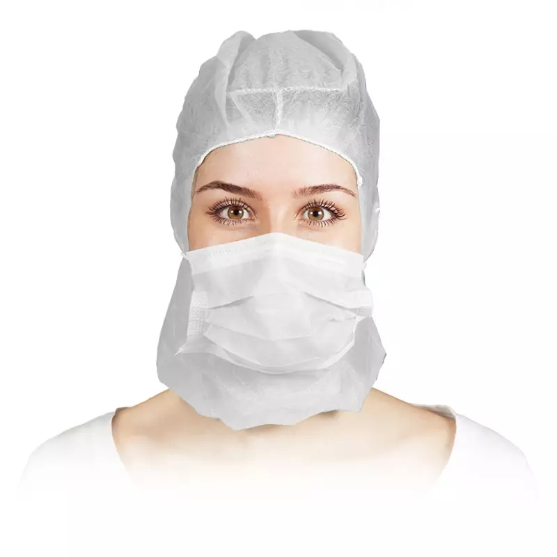 Hycare disposable astrocap 2-laags mondmasker non-woven polypropyleen wit