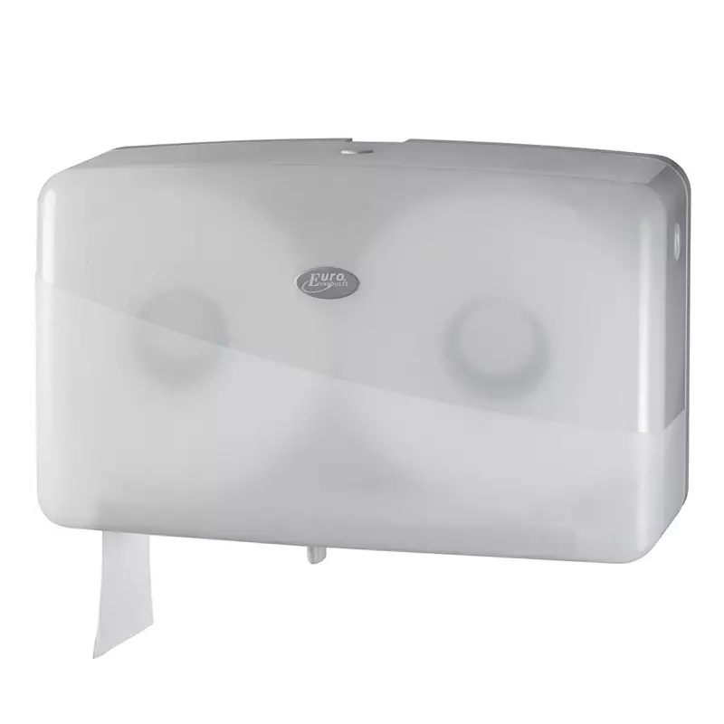 Euro Products Pearl White Duo Mini Jumbo toilet roll dispenser