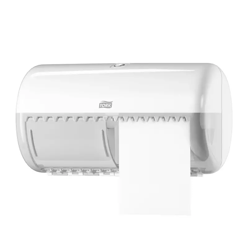 Distributeur de papier toilette double Tork 557000, modèle traditionnel T4 blanc