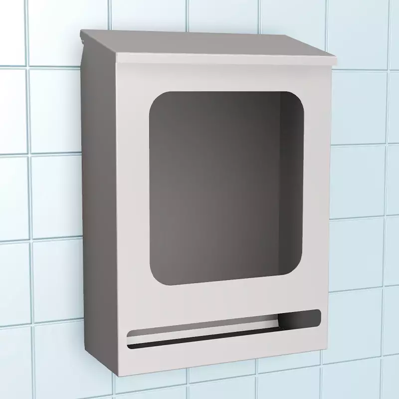 Stainless steel dispenser with viewing window for disposable hairnets