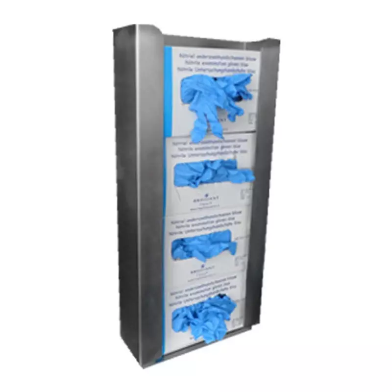 Stainless steel vertical glove dispenser for 4 dispenser boxes