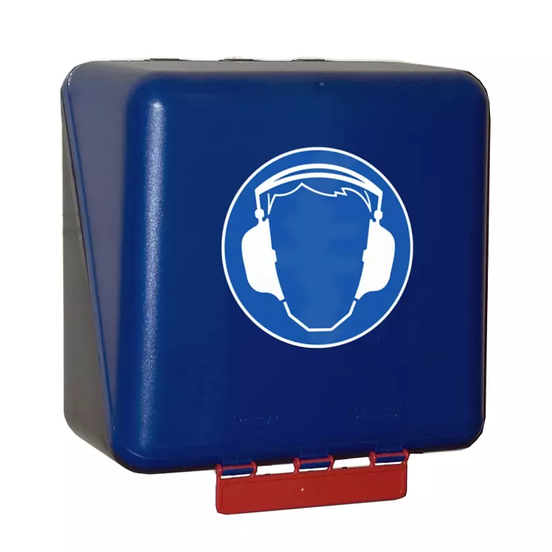 Boîte de rangement pour protection auditive Brady, format moyen, 236 x 225 x 125 mm, bleue