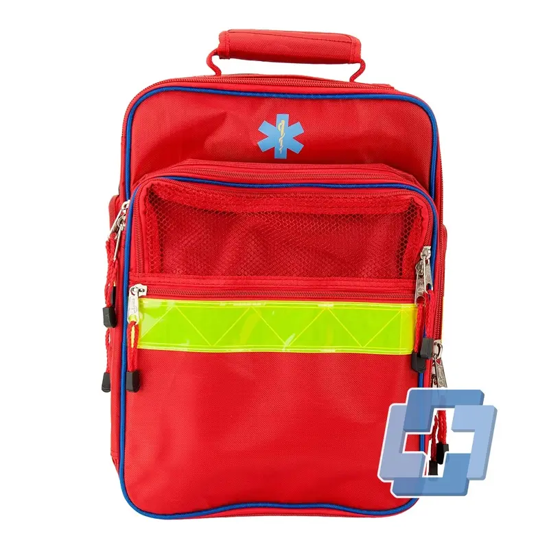 First aid backpack empty red