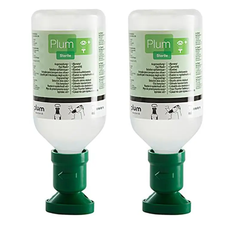 Station de lavage oculaire Plum 4650, boîte de chlorure de sodium stérile 2 x 500 ml