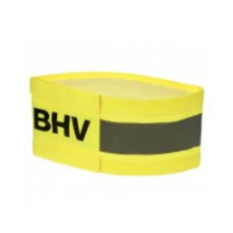 Hi-Vis armband fluorescent yellow printed with the text BHV