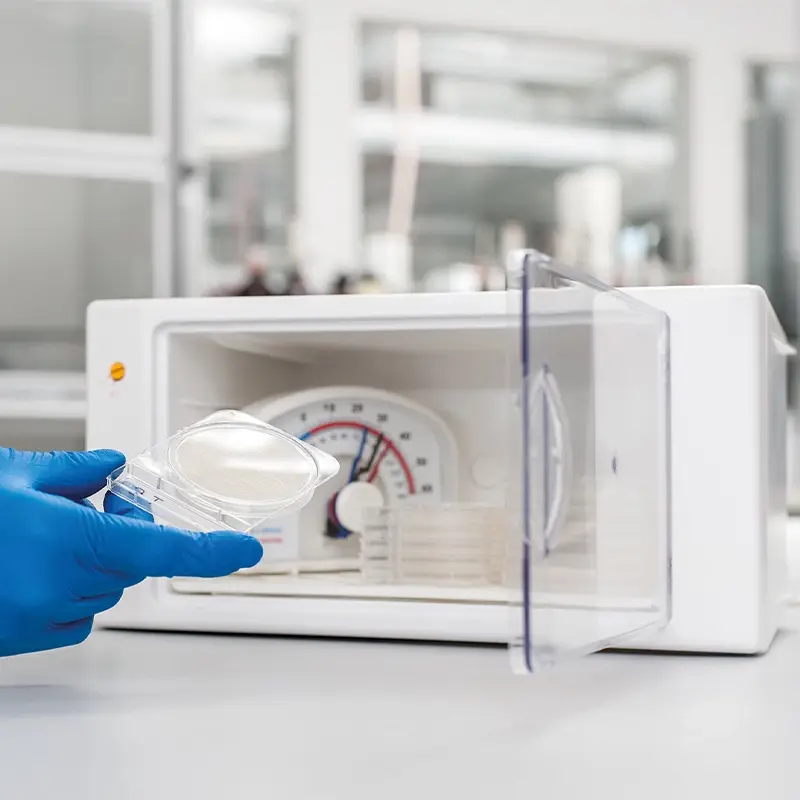 Cultura-M mini incubator including thermometer and multi-rack