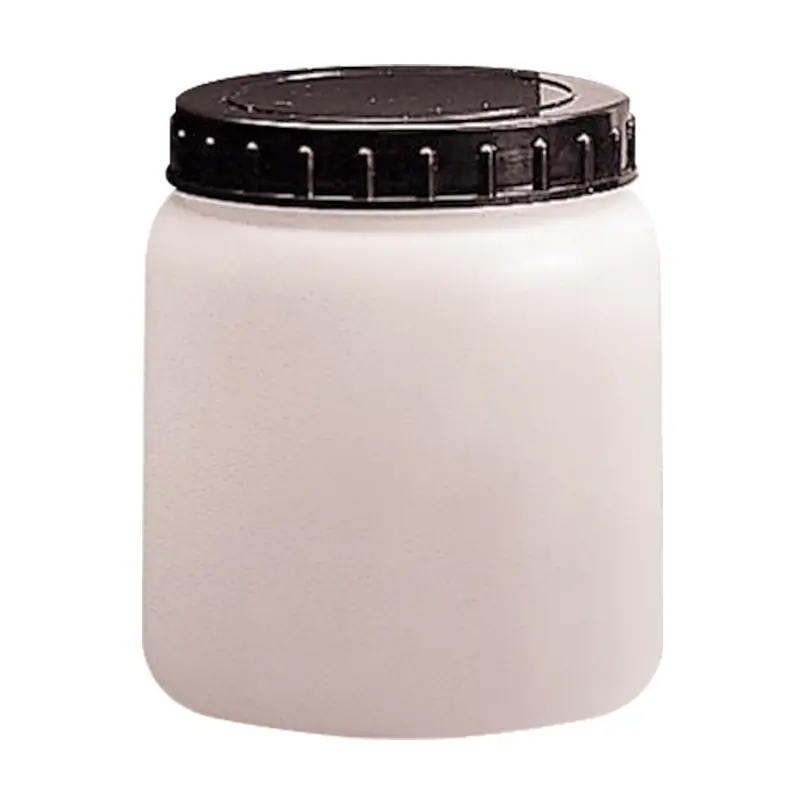 Pot d'échantillon à large col en PEHD avec bouchon à vis et poussoir, 2000 ml, blanc