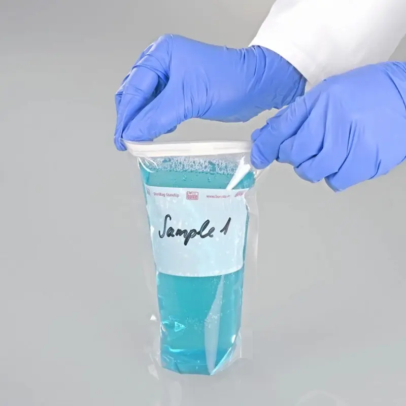 Sachet stérile vertical Bürkle pour échantillons avec surface d'écriture 229 x 152 mm 600 ml