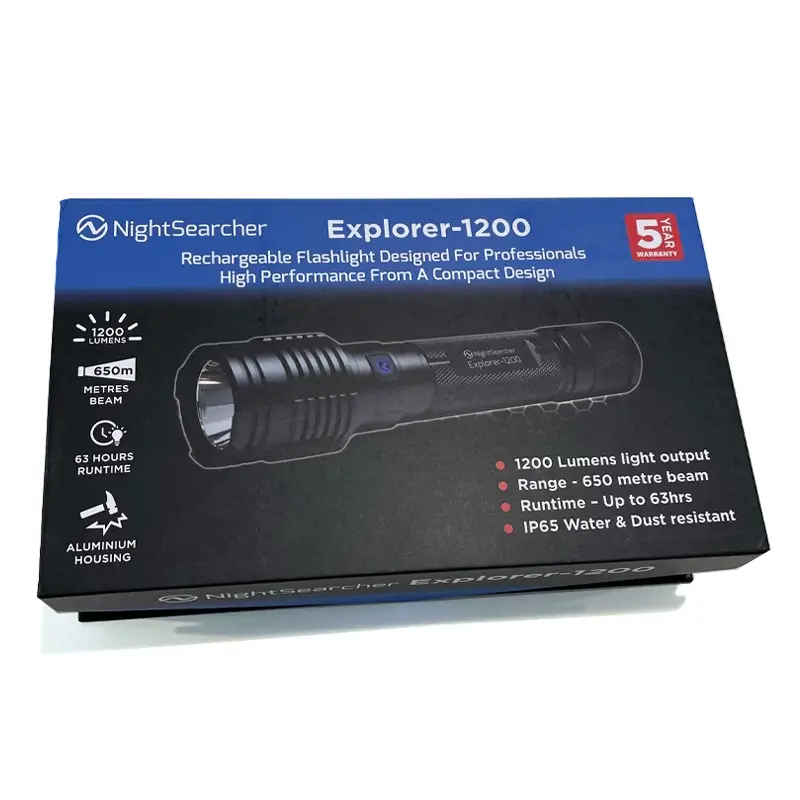 NightSearcher Explorer 1200 LED flashlight USB rechargeable