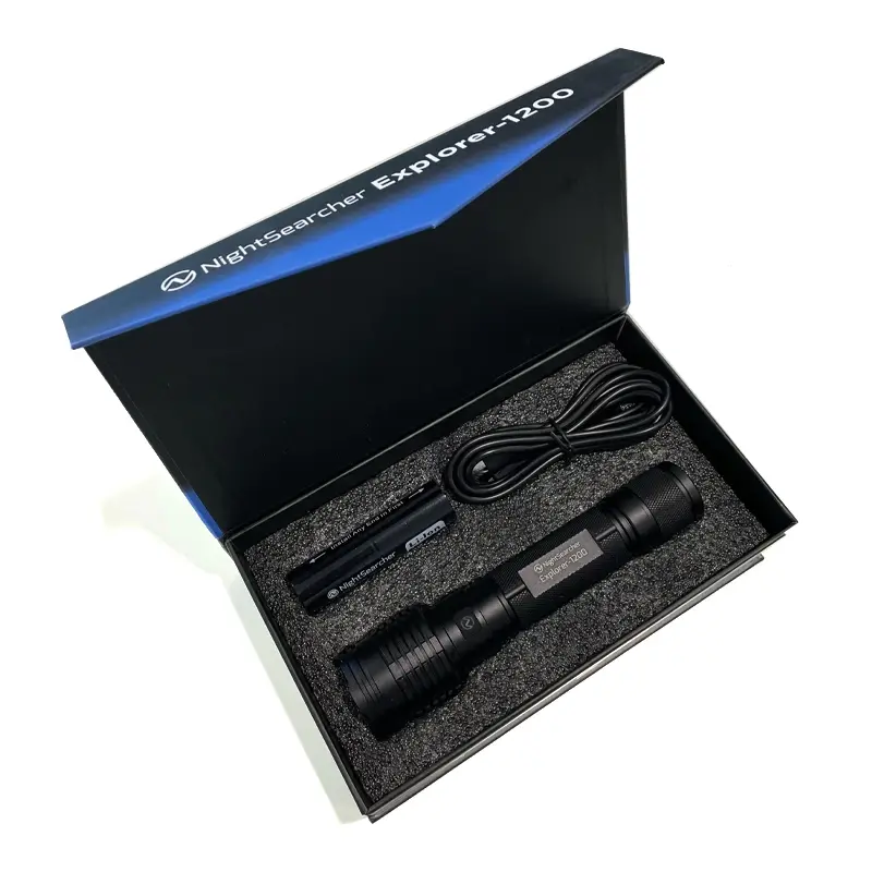 NightSearcher Explorer 1200 LED flashlight USB rechargeable
