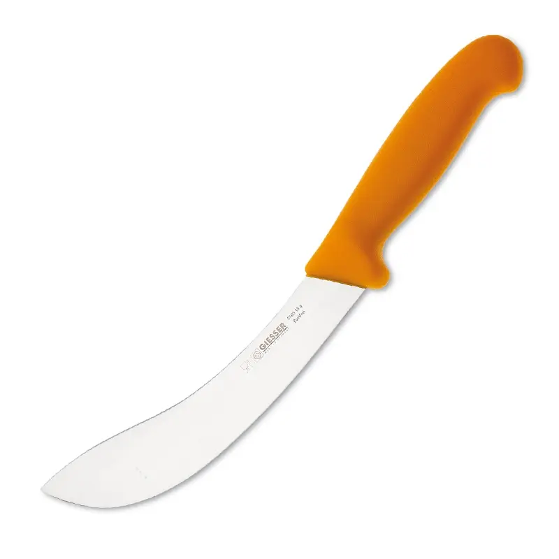 Giesser 2405 curved butcher knife with 18 cm blade, yellow