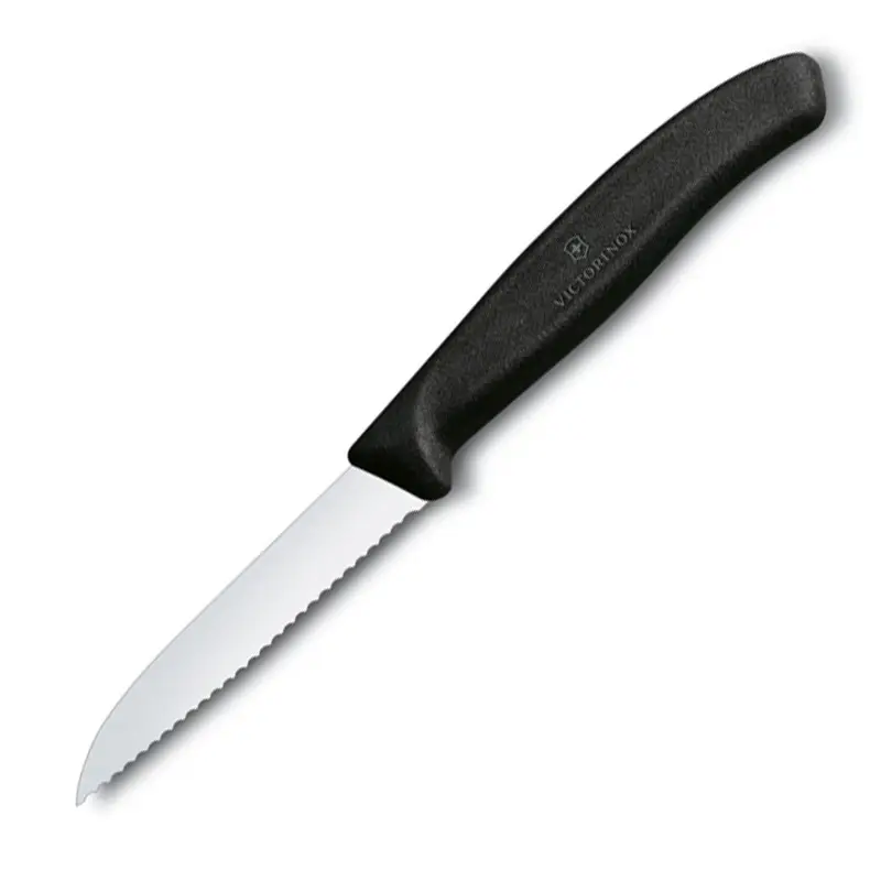 Couteau à légumes dentelé Victorinox 6.7433, 8 cm, noir