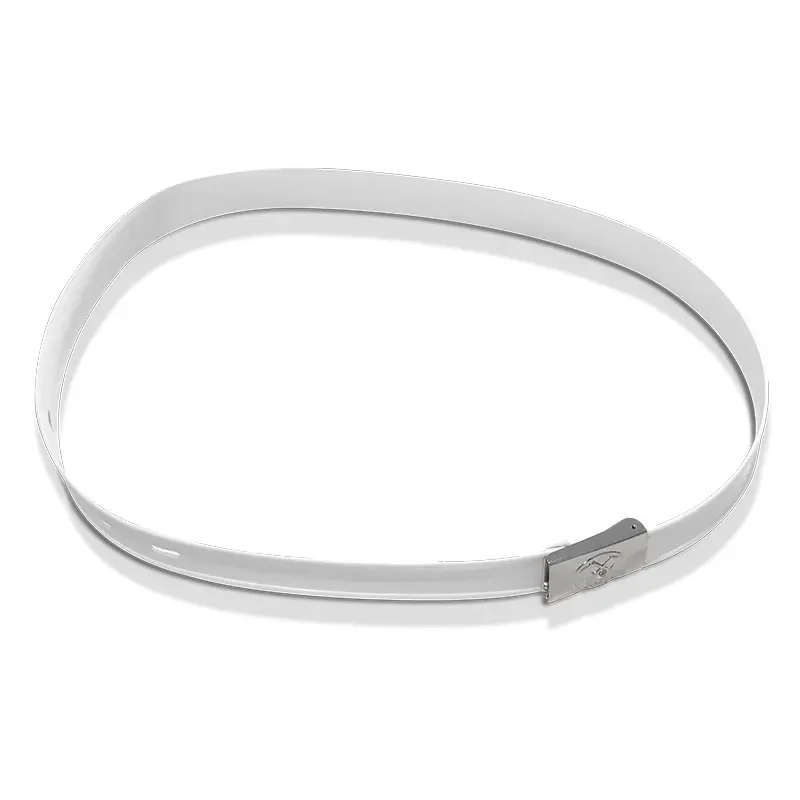 Belt with buckle for plastic knife holders, white