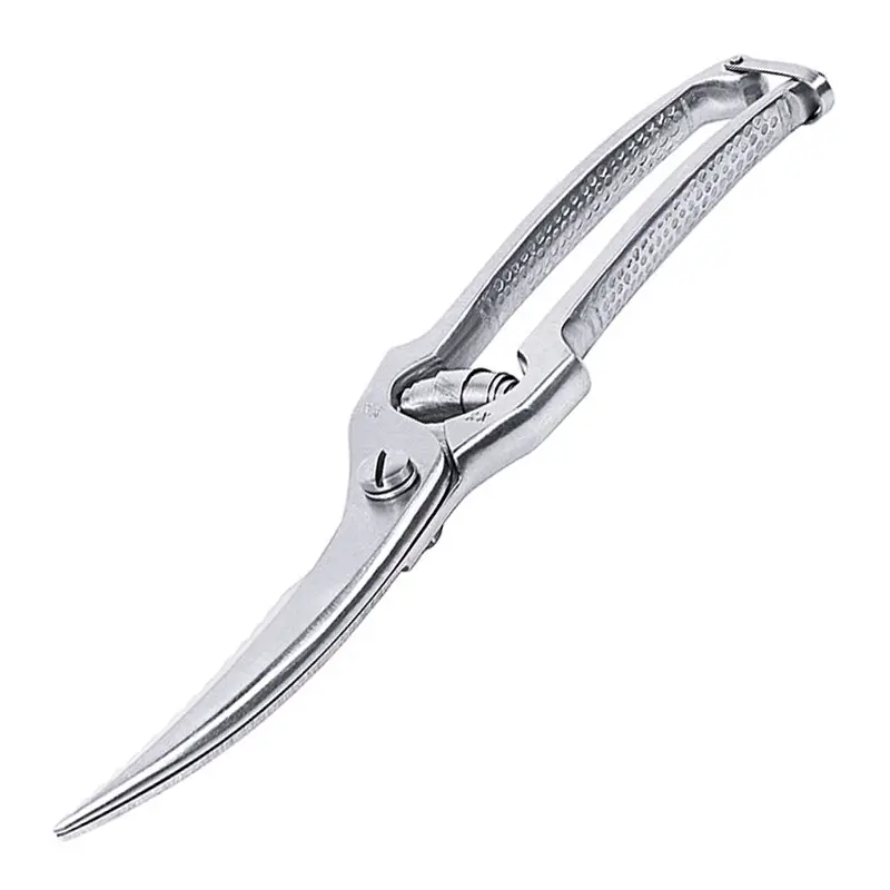 Stainless steel poultry shears with curved blade, 8 cm