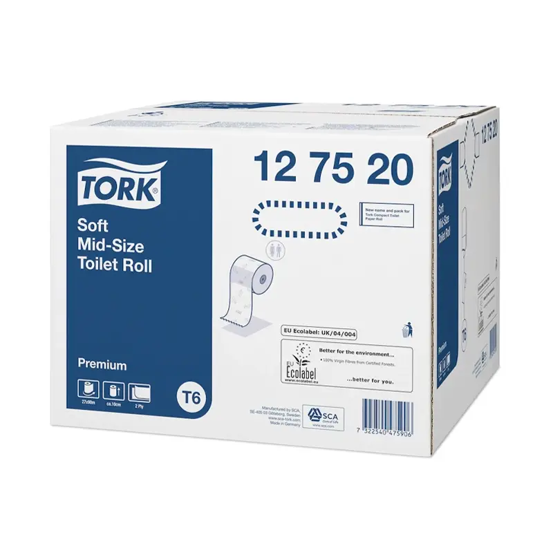 Papier toilette doux Tork, format moyen, 2 plis, T6 Premium blanc