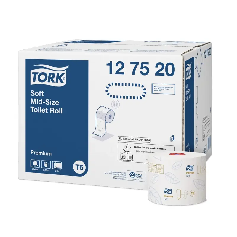 Papier toilette doux Tork, format moyen, 2 plis, T6 Premium blanc
