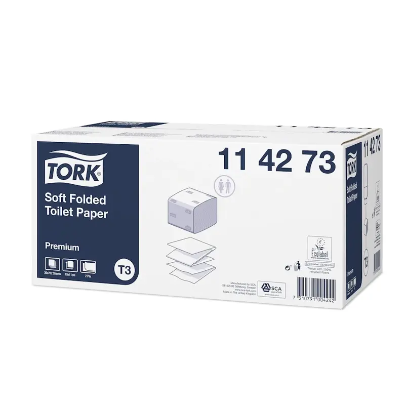 Tork zacht gevouwen toiletpapier 2-laags premium T3 wit