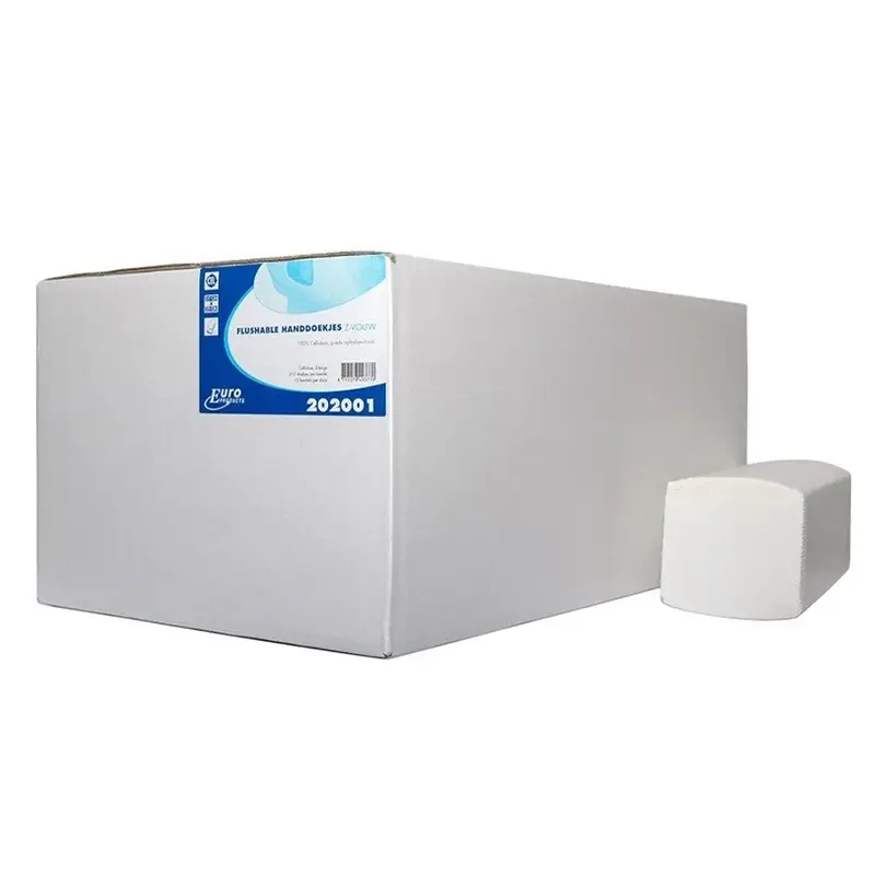Euro Products handdoekpapier Z-vouw cellulose flushable 2-laags 215x250 mm wit