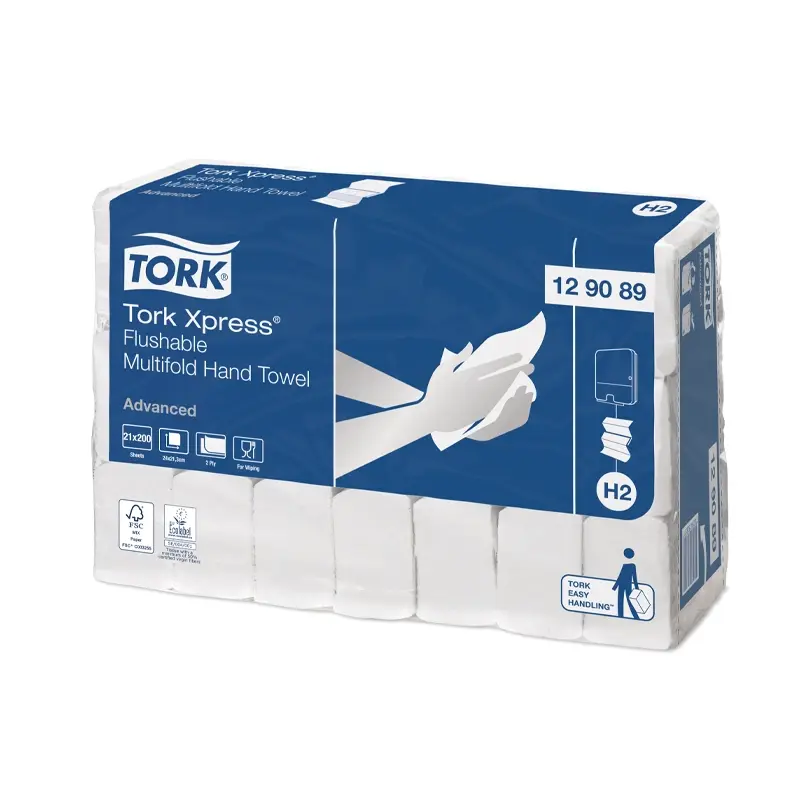 Papier essuie-tout Tork Xpress Multifold 2 couches soluble H2 blanc