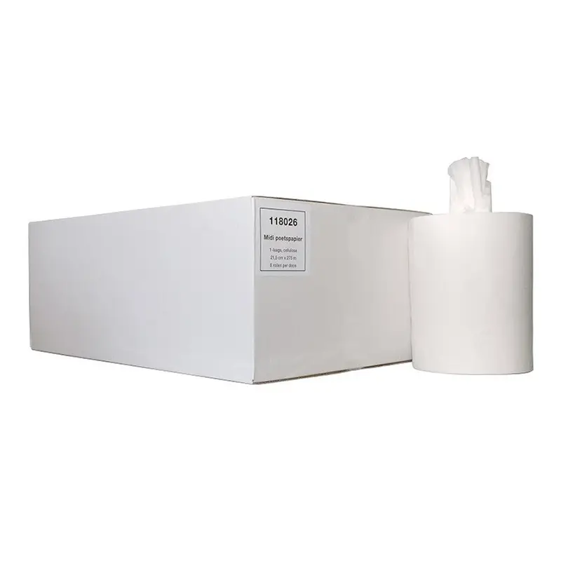 Papier de nettoyage Euro Products midi sans mandrin, 1 pli de cellulose, blanc, 275 mètres