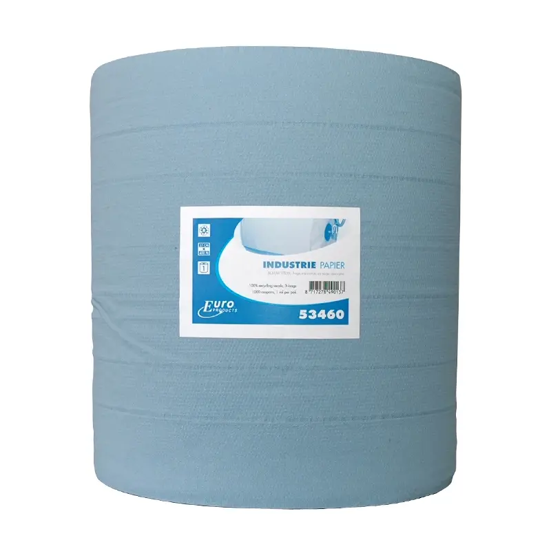 Euro Products cleaning paper industrial roll 3-ply recycled 400 meters blue