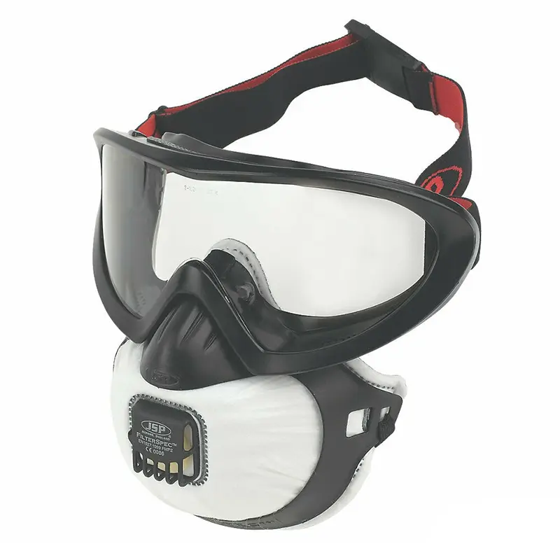 JSP Filterspec PRO stofmasker en overzetbril FFP2 met uitademventiel