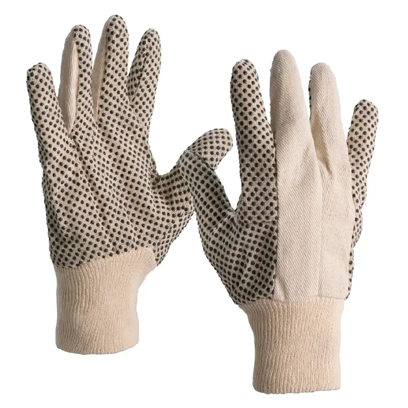 Cotton gloves with PVC polka dots, general use