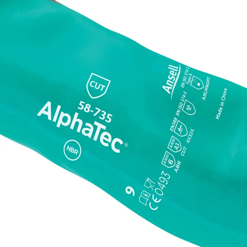 Gant en nitrile Ansell AlphaTec 58-735, résistant aux coupures et aux produits chimiques, taille 11