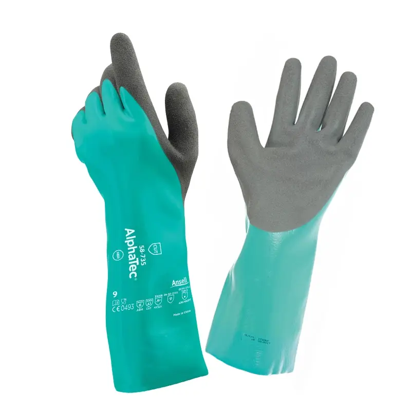 Gant en nitrile Ansell AlphaTec 58-735, résistant aux coupures et aux produits chimiques, taille 11