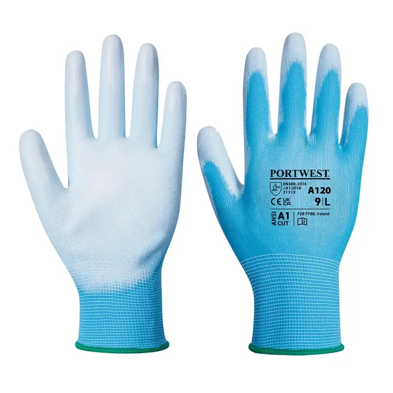 Portwest A120 glove PU coating mechanical protection blue size L