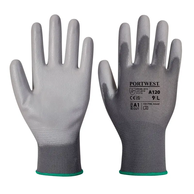 Portwest A120 glove PU coating mechanical protection grey size L