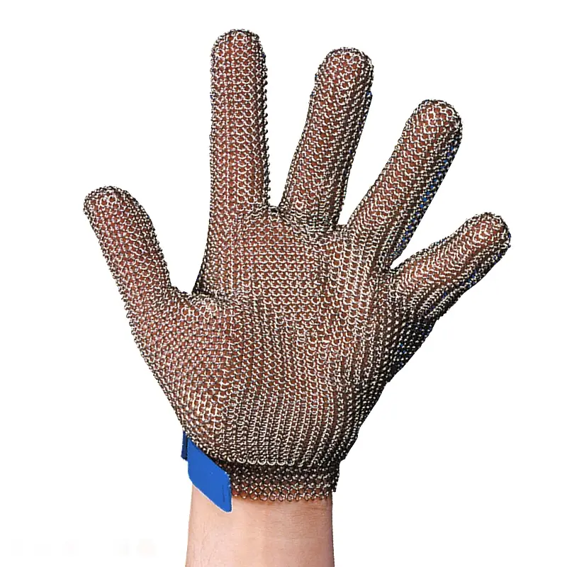 Stahlnetz Protec metalen handschoen RVS snijbestendig rood maat M