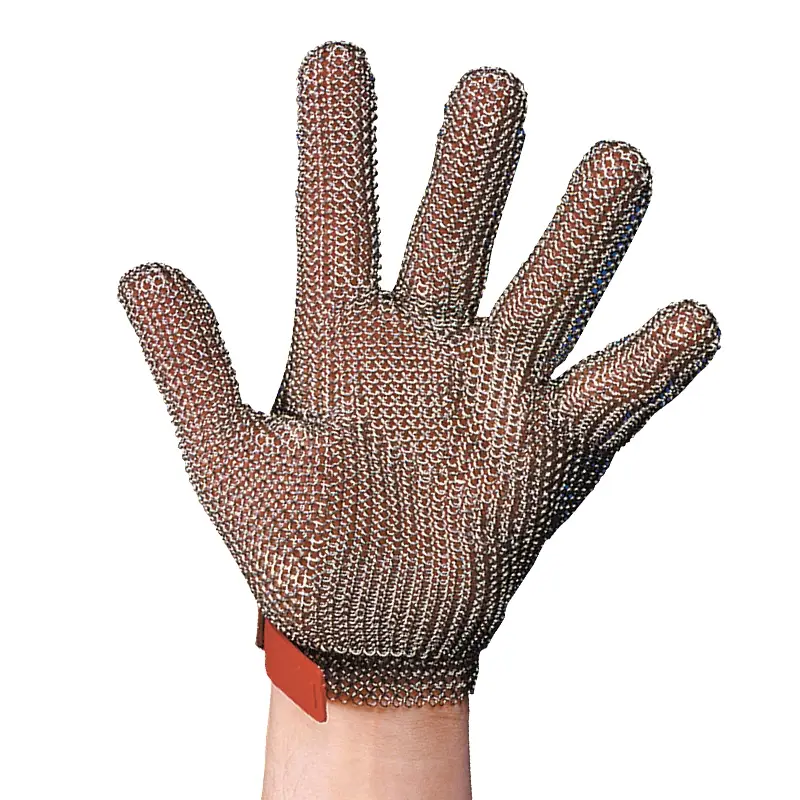Stahlnetz Protec metalen handschoen RVS snijbestendig rood maat M