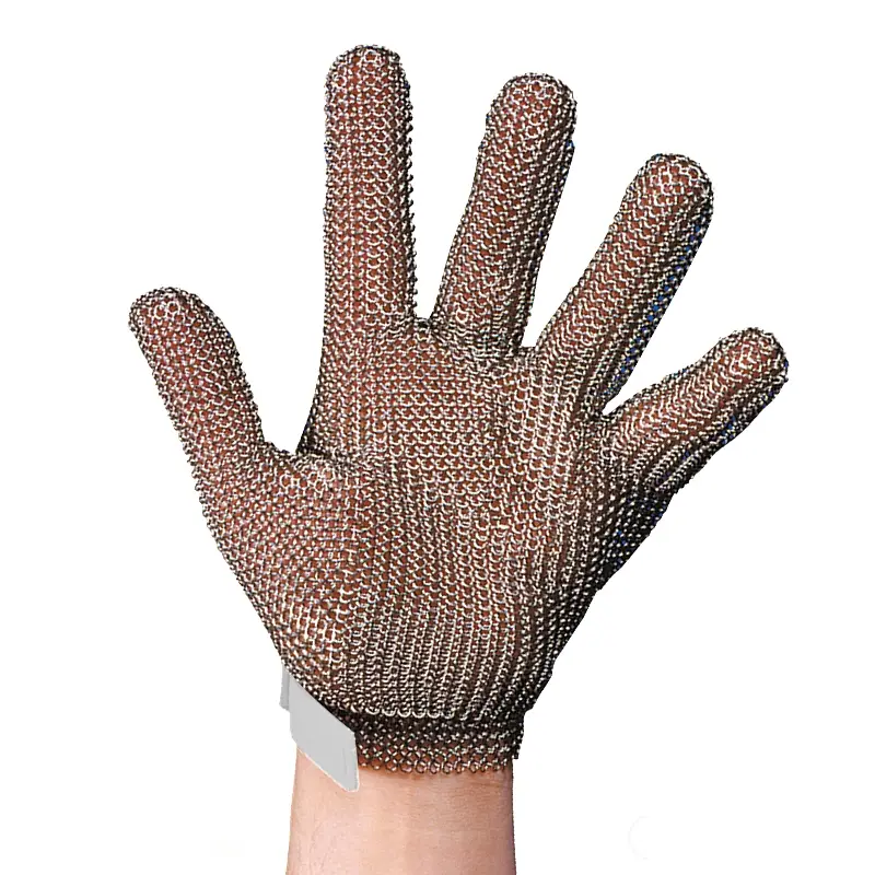 Stahlnetz Protec metalen handschoen RVS snijbestendig rood maat M