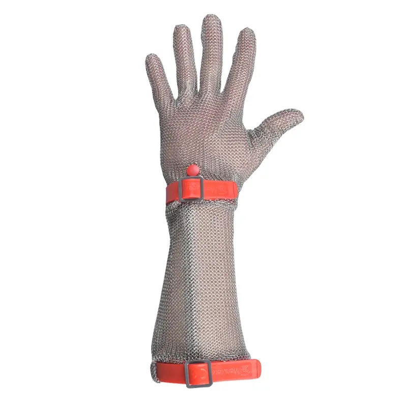 Manulatex GCM metalen handschoen lang manchet RVS snijbestendig geel maat XL