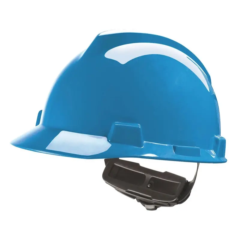 Casque de sécurité MSA V-gard 4 points textile à molette rotative bleu