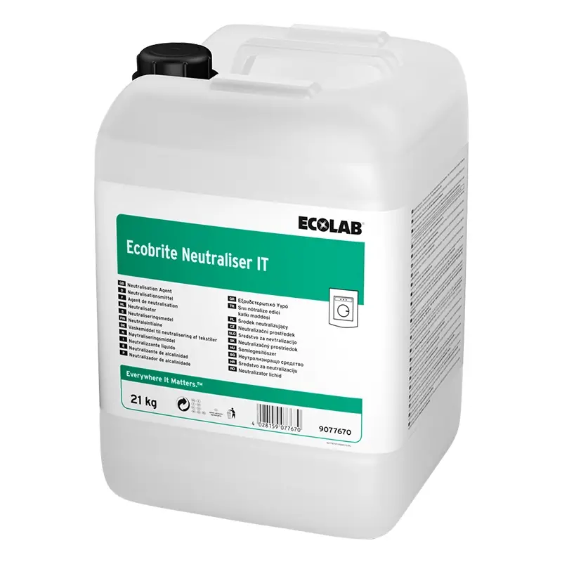 Ecolab Ecobrite Neutraliser, adoucissant textile en bidon de 21 kg