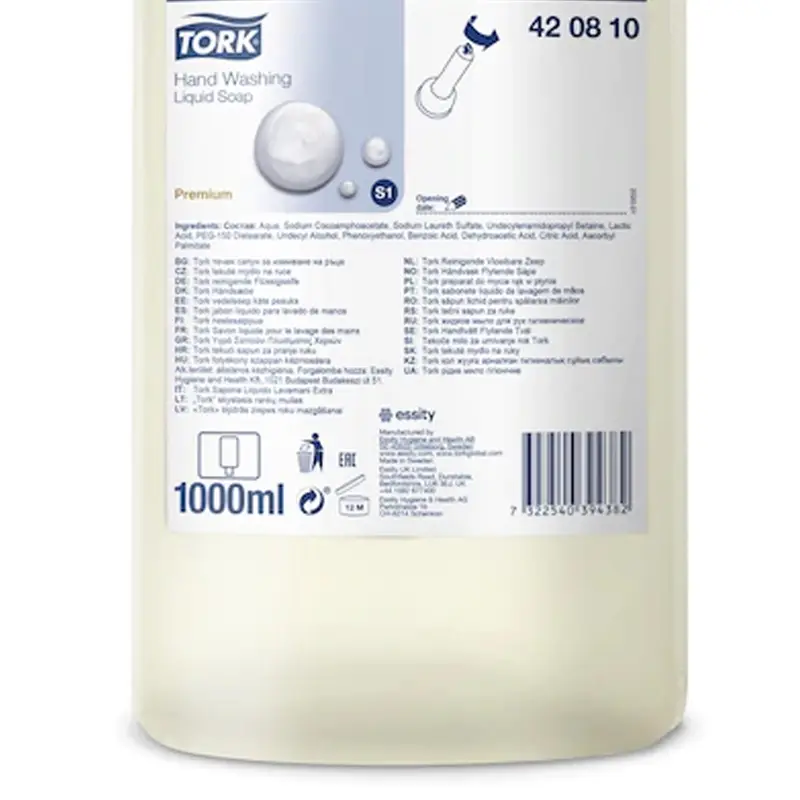 Savon liquide nettoyant Tork pour distributeur S1 1000 ml
