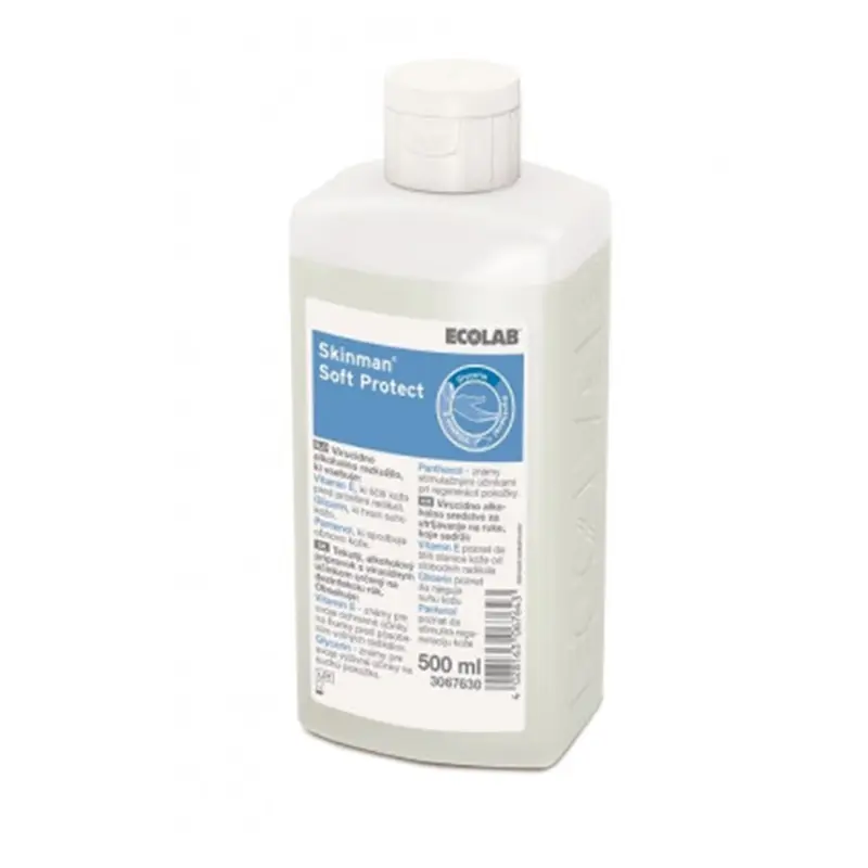 Solution hydroalcoolique Ecolab Skinman Soft Protect pour les mains, 0,5 litre