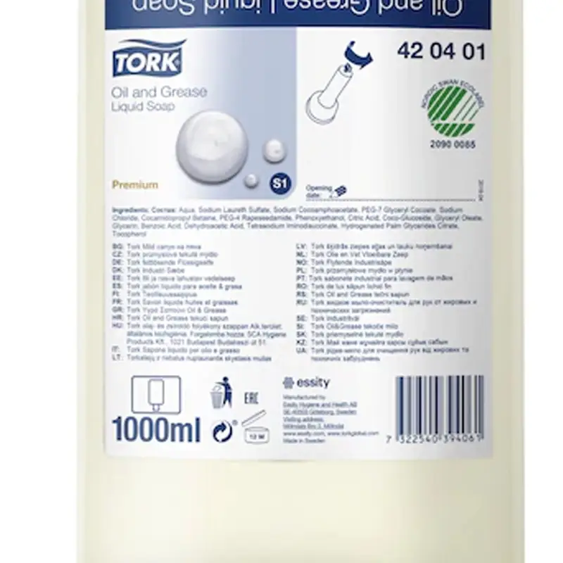 Tork Oil and Grease liquid soap for dispenser S1 1000 ml