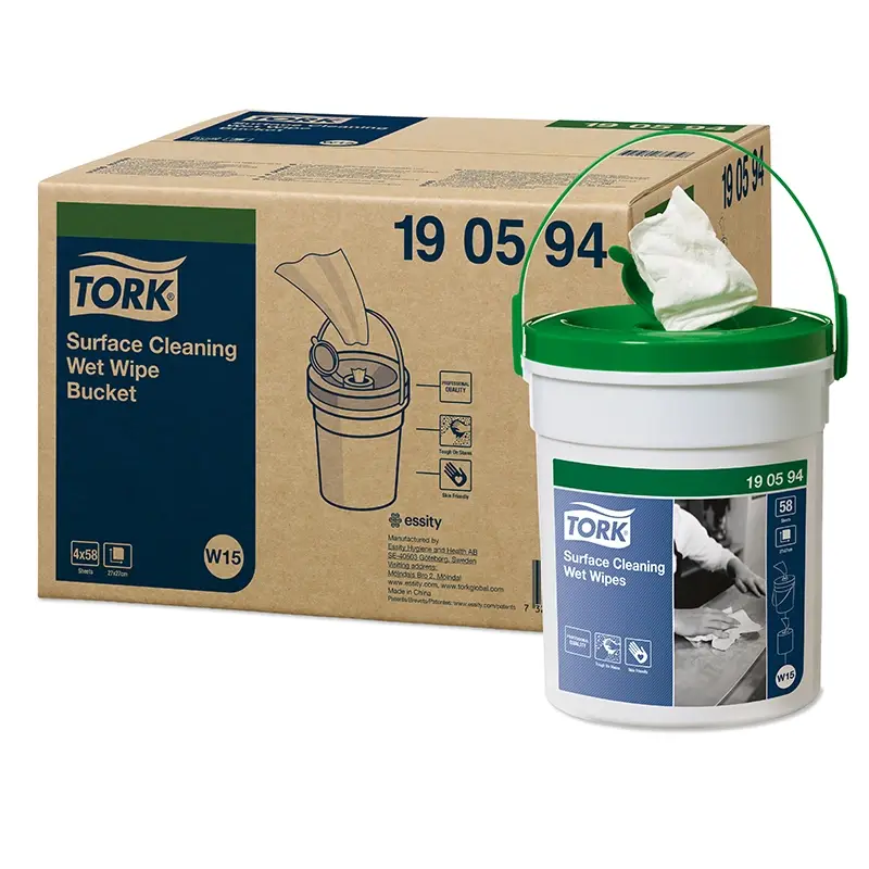 Lingettes nettoyantes humides Tork Surface Cleaning Wet Wipe Bucket blanches W15